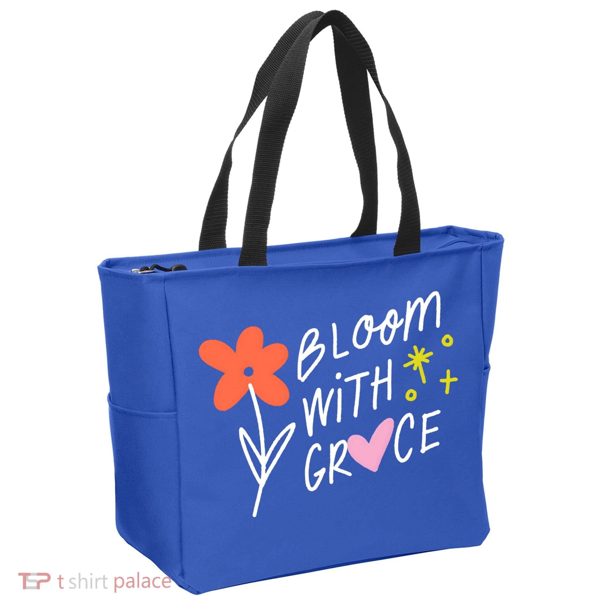 Bloom With Grace Summer Quote Tote Bag