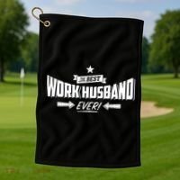 Best Work Husband Ever Work Gift Golf Towel thumb 1