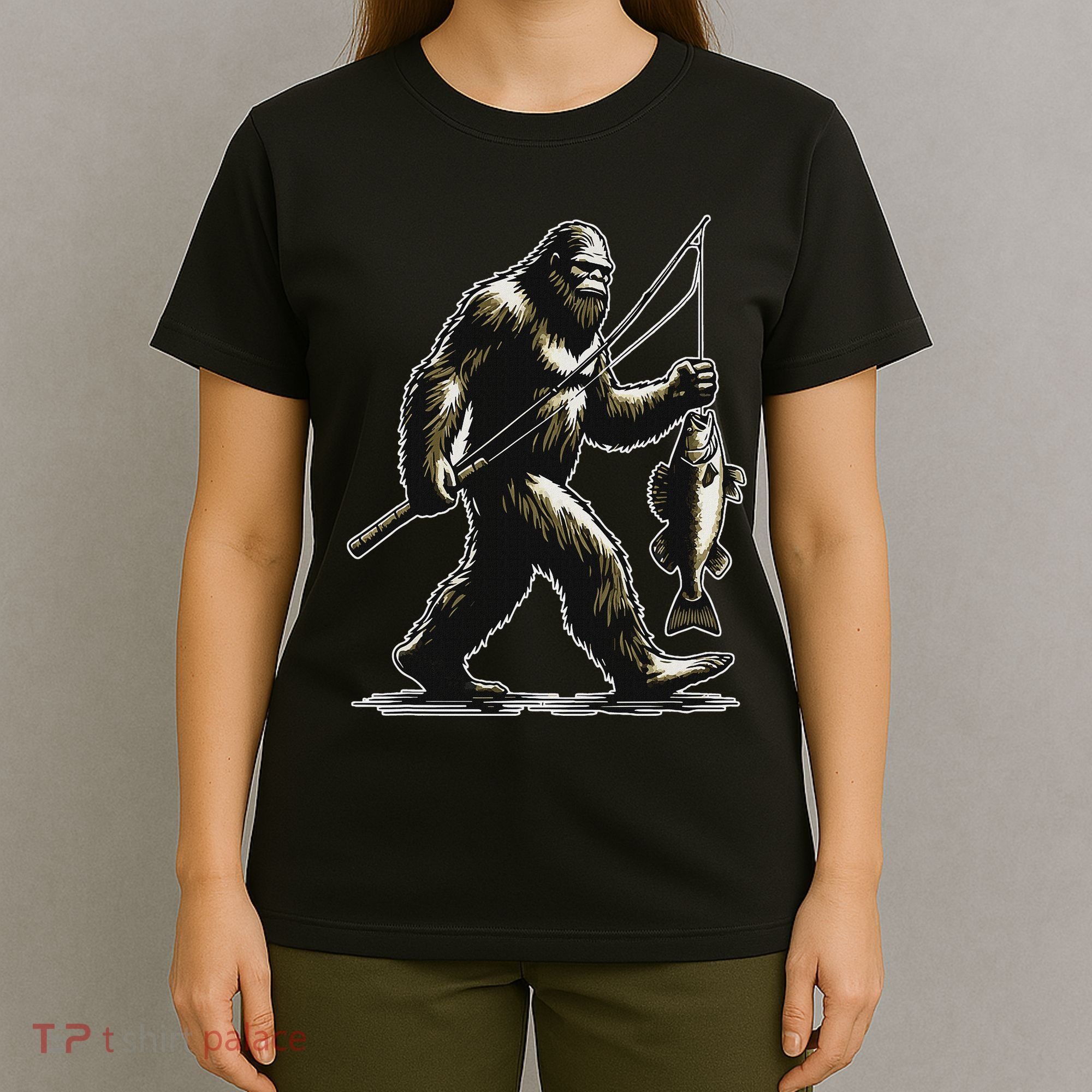 Bigfoot Walleye Hunting Angler Sasquatch Walleye Fishing T-Shirt