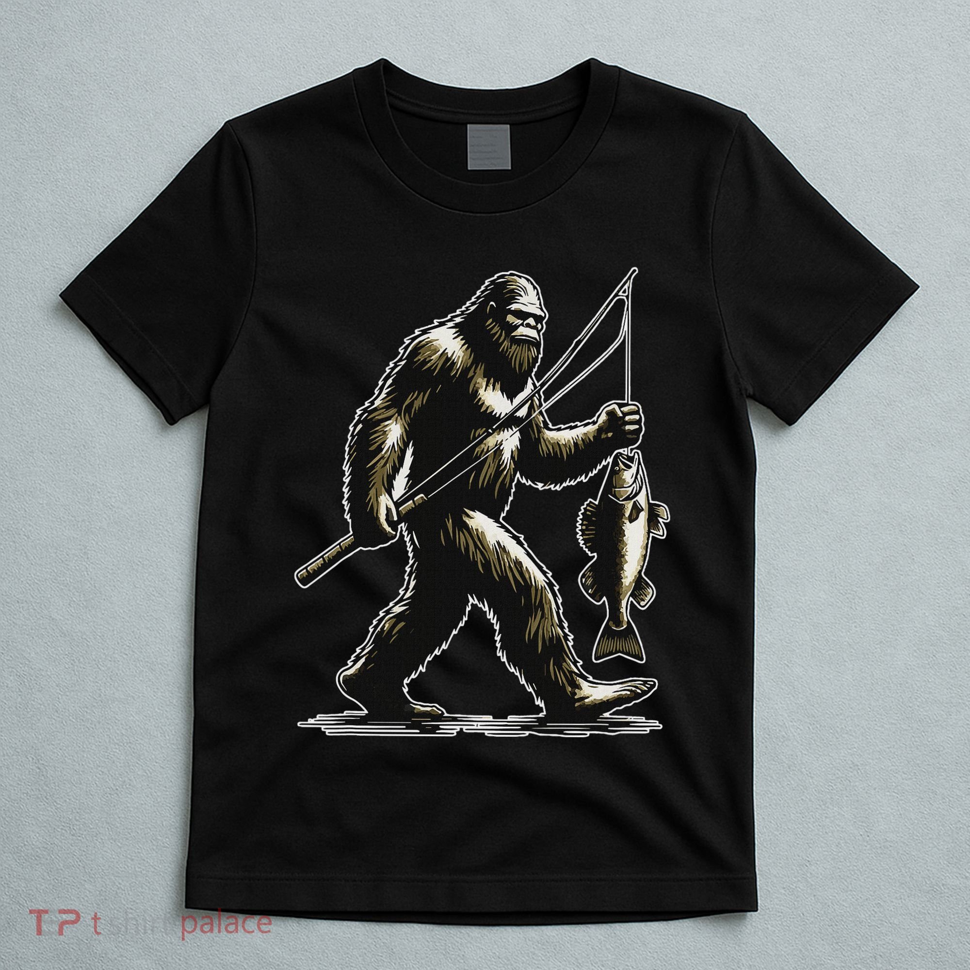 Bigfoot Walleye Hunting Angler Sasquatch Walleye Fishing T-Shirt