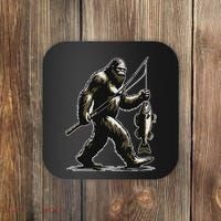 Bigfoot Walleye Hunting Angler Sasquatch Walleye Fishing Coaster thumb 0