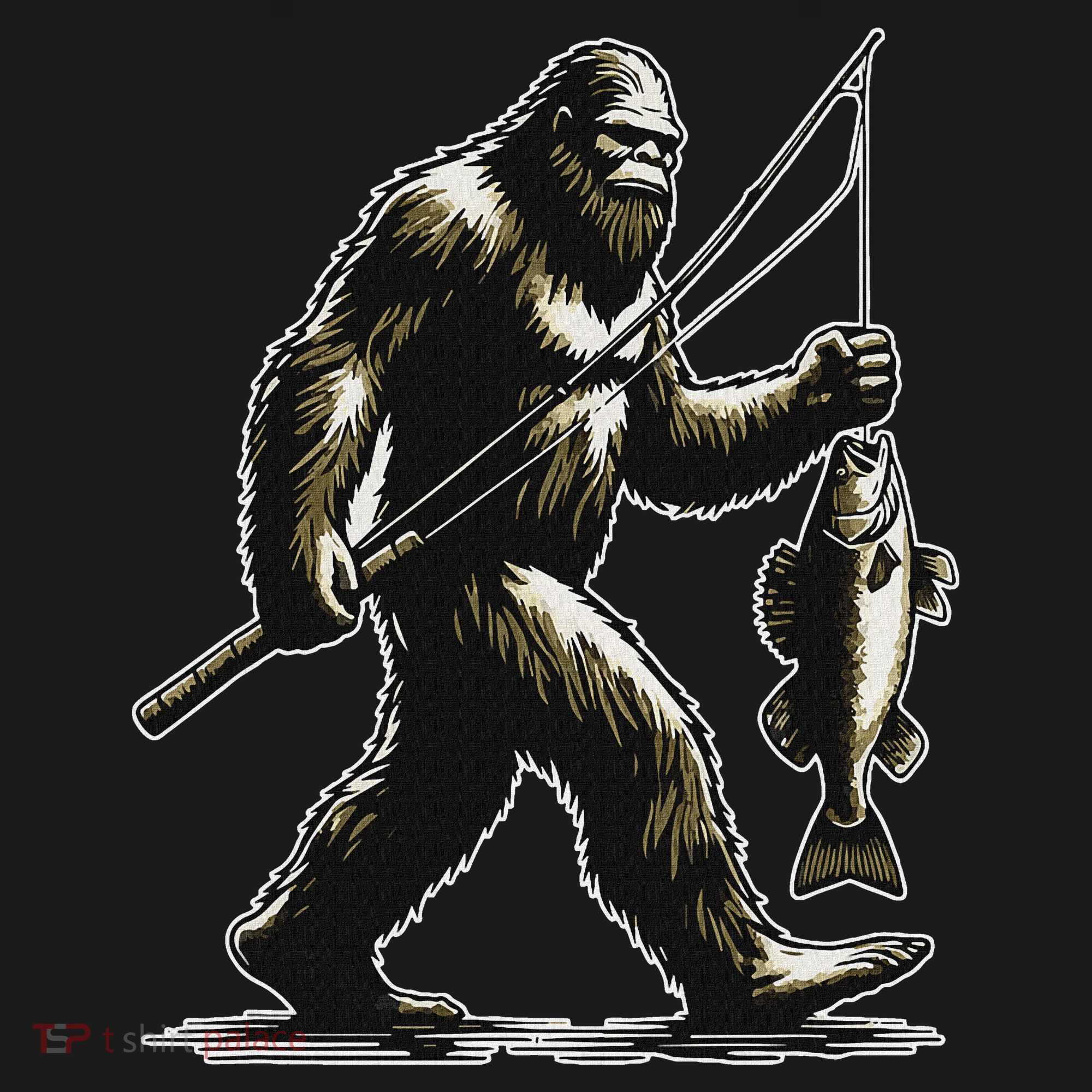 Bigfoot Walleye Hunting Angler Sasquatch Walleye Fishing Polo