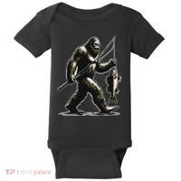 Bigfoot Walleye Hunting Angler Sasquatch Walleye Fishing Baby Bodysuit thumb 0