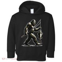 Bigfoot Walleye Hunting Angler Sasquatch Walleye Fishing Toddler Hoodie thumb 0