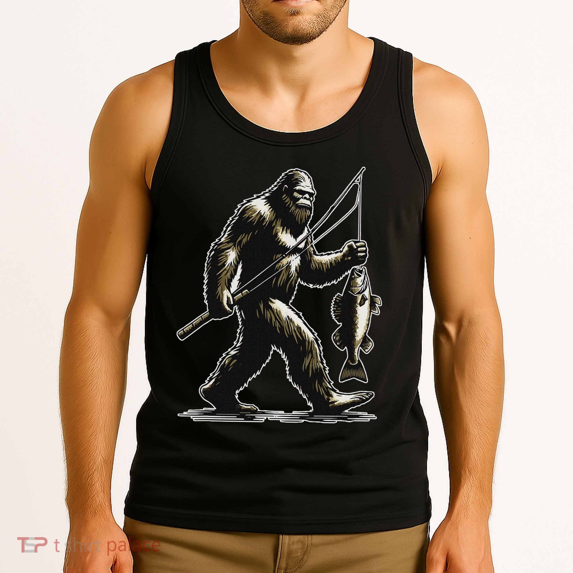 Bigfoot Walleye Hunting Angler Sasquatch Walleye Fishing Tank Top