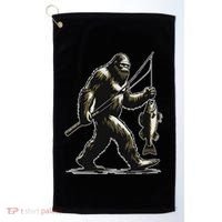 Bigfoot Walleye Hunting Angler Sasquatch Walleye Fishing Golf Towel thumb 0