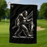 Bigfoot Walleye Hunting Angler Sasquatch Walleye Fishing Golf Towel thumb 1