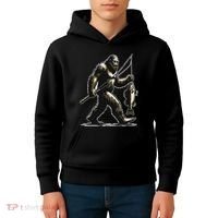 Bigfoot Walleye Hunting Angler Sasquatch Walleye Fishing Kids Hoodie thumb 4