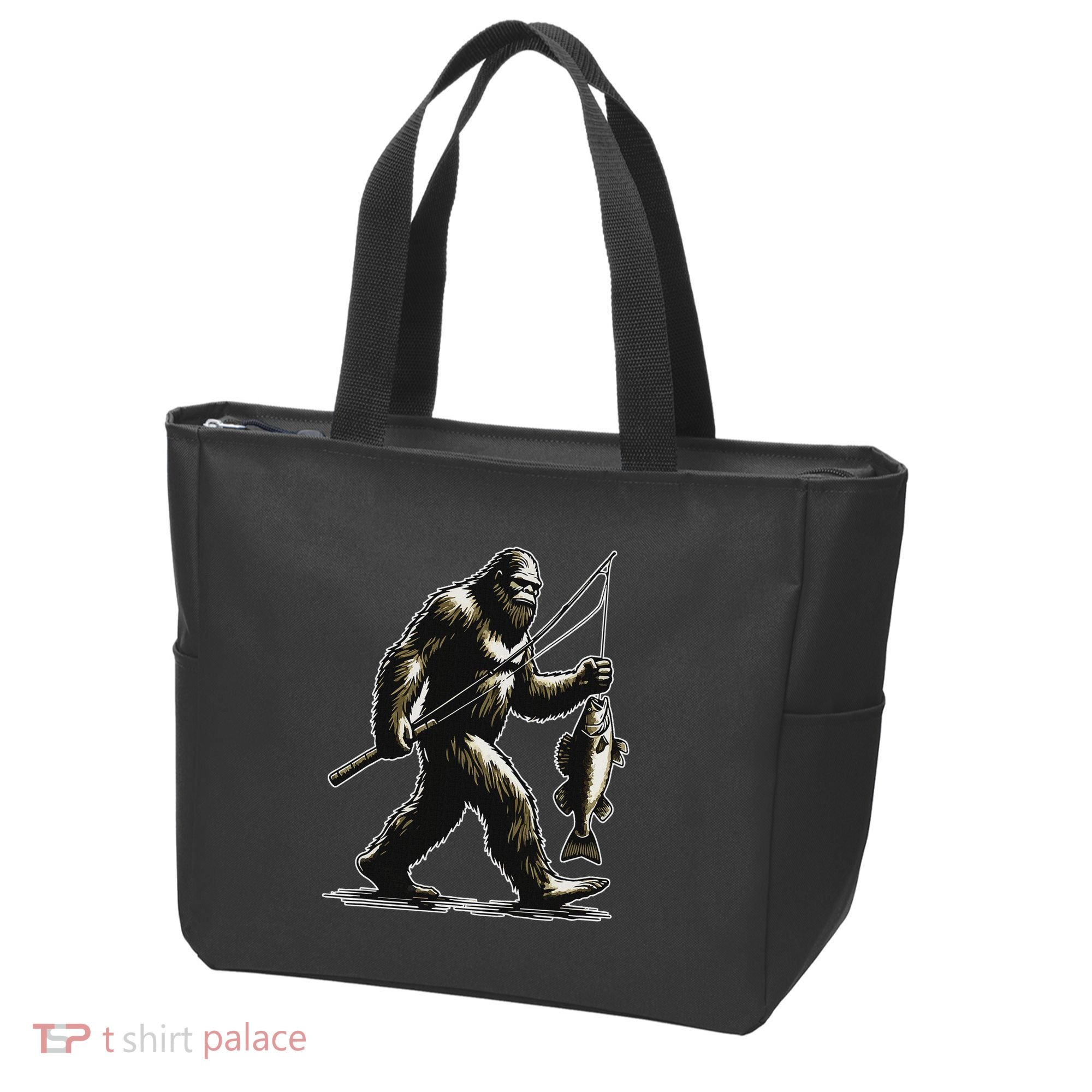 Bigfoot Walleye Hunting Angler Sasquatch Walleye Fishing Tote Bag