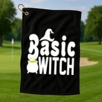 Basic Witch Halloween Funny Golf Towel thumb 1