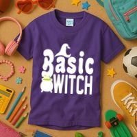 Basic Witch Halloween Funny Kids T-Shirt thumb 3