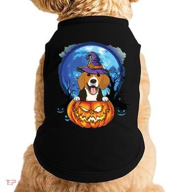 Beagle Witch Hat Pumpkin Scary Halloween Dog Lovers Doggie Tank