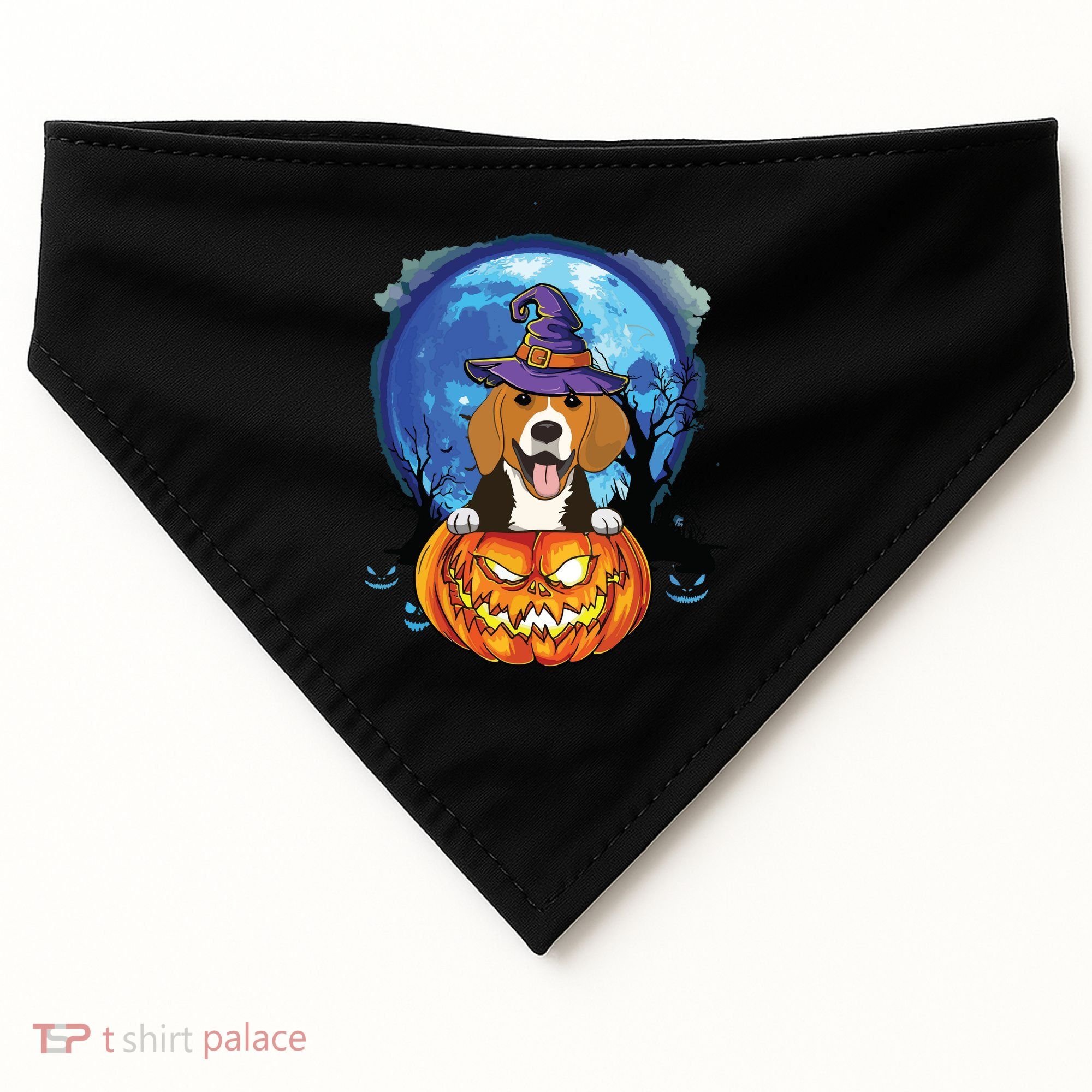 Beagle Witch Hat Pumpkin Scary Halloween Dog Lovers USA-Made Doggie Bandana