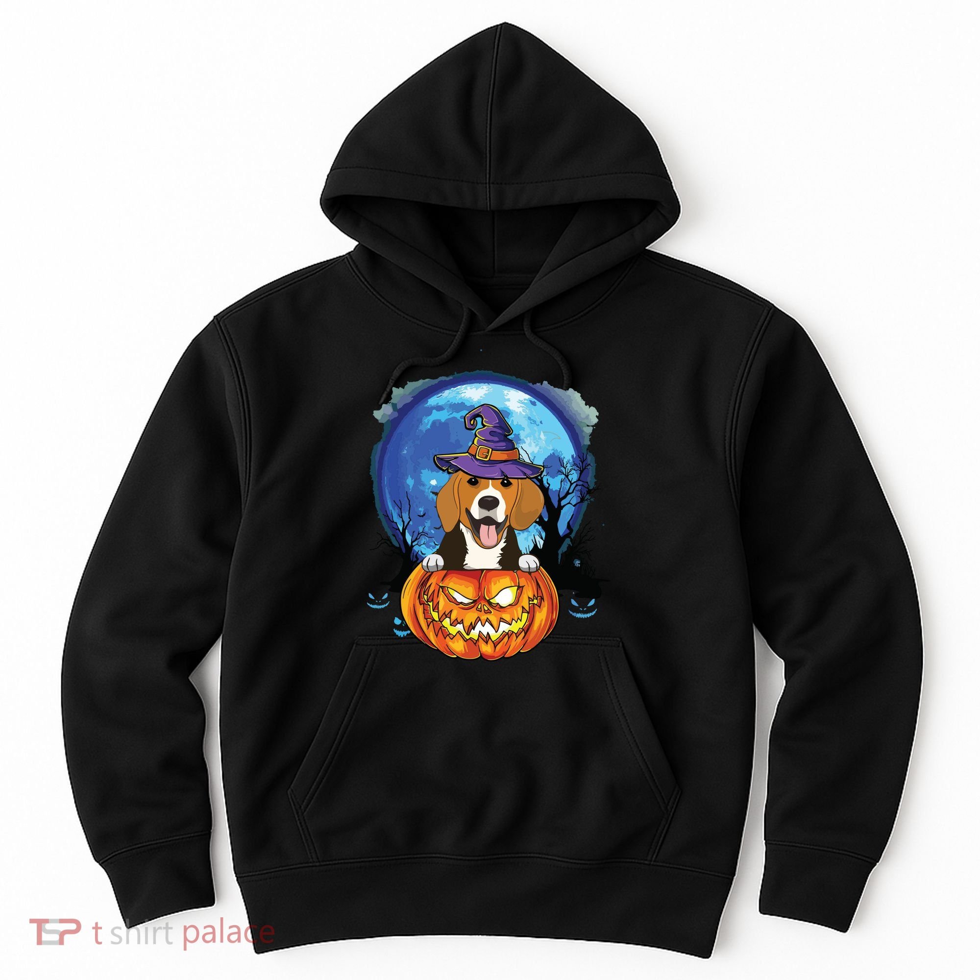 Beagle Witch Hat Pumpkin Scary Halloween Dog Lovers Hoodie