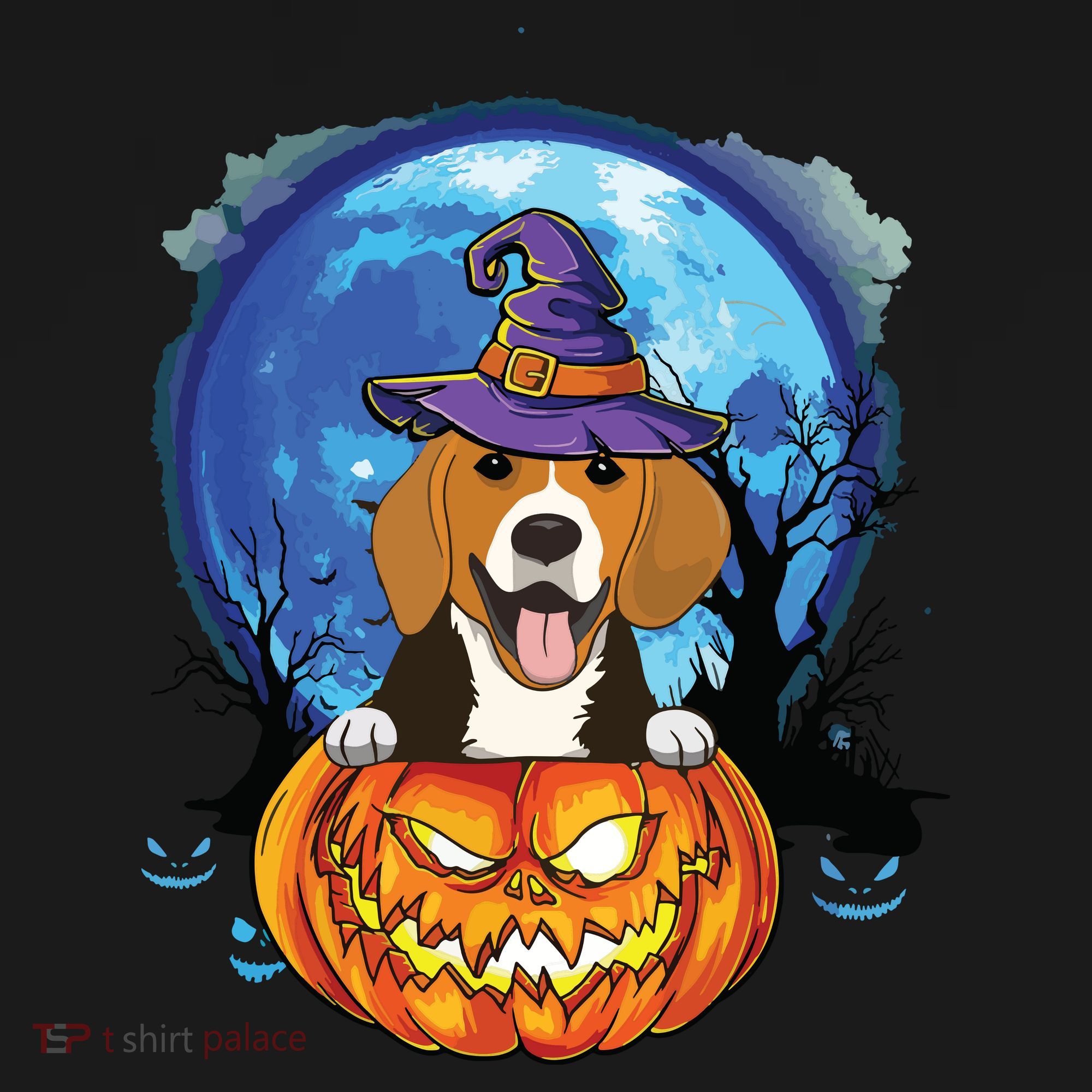 Beagle Witch Hat Pumpkin Scary Halloween Dog Lovers Long Sleeve Shirt