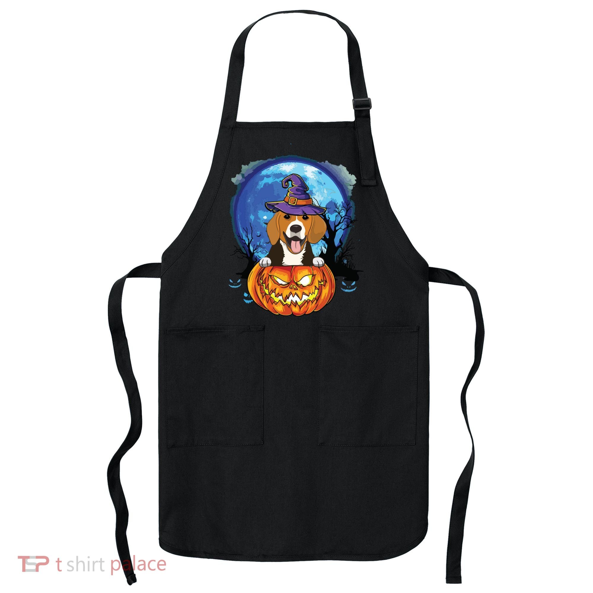 Beagle Witch Hat Pumpkin Scary Halloween Dog Lovers Apron