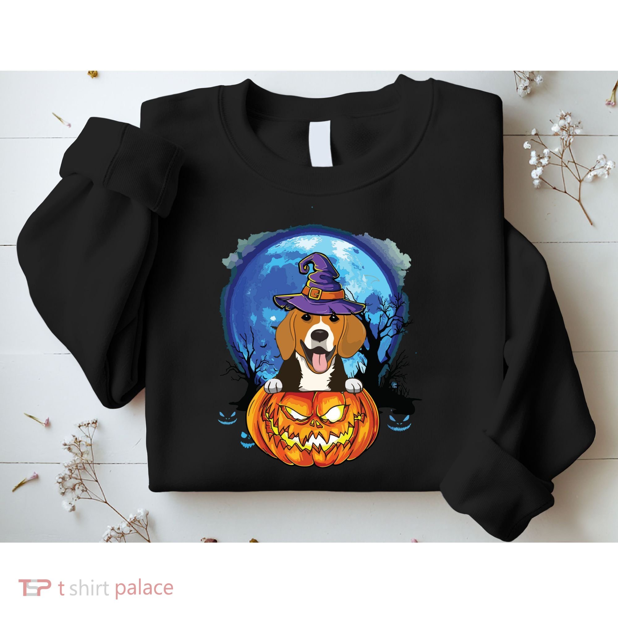 Beagle Witch Hat Pumpkin Scary Halloween Dog Lovers Sweatshirt