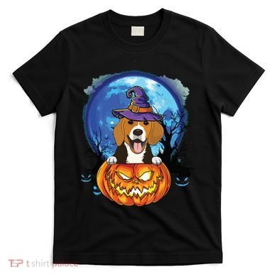 Beagle Witch Hat Pumpkin Scary Halloween Dog Lovers T-Shirt