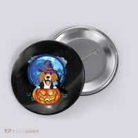 Beagle Witch Hat Pumpkin Scary Halloween Dog Lovers Button thumb 0