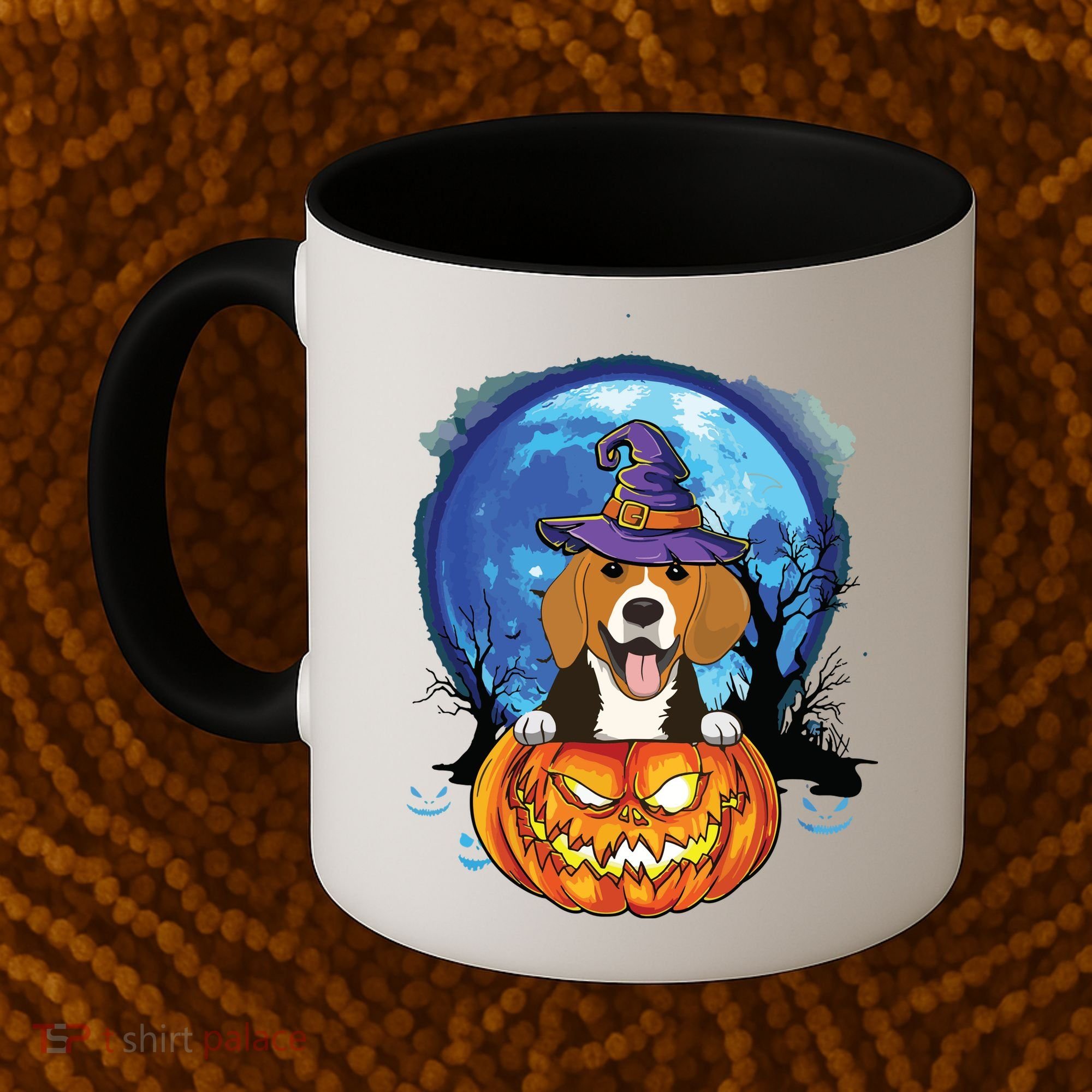 Beagle Witch Hat Pumpkin Scary Halloween Dog Lovers Coffee Mug