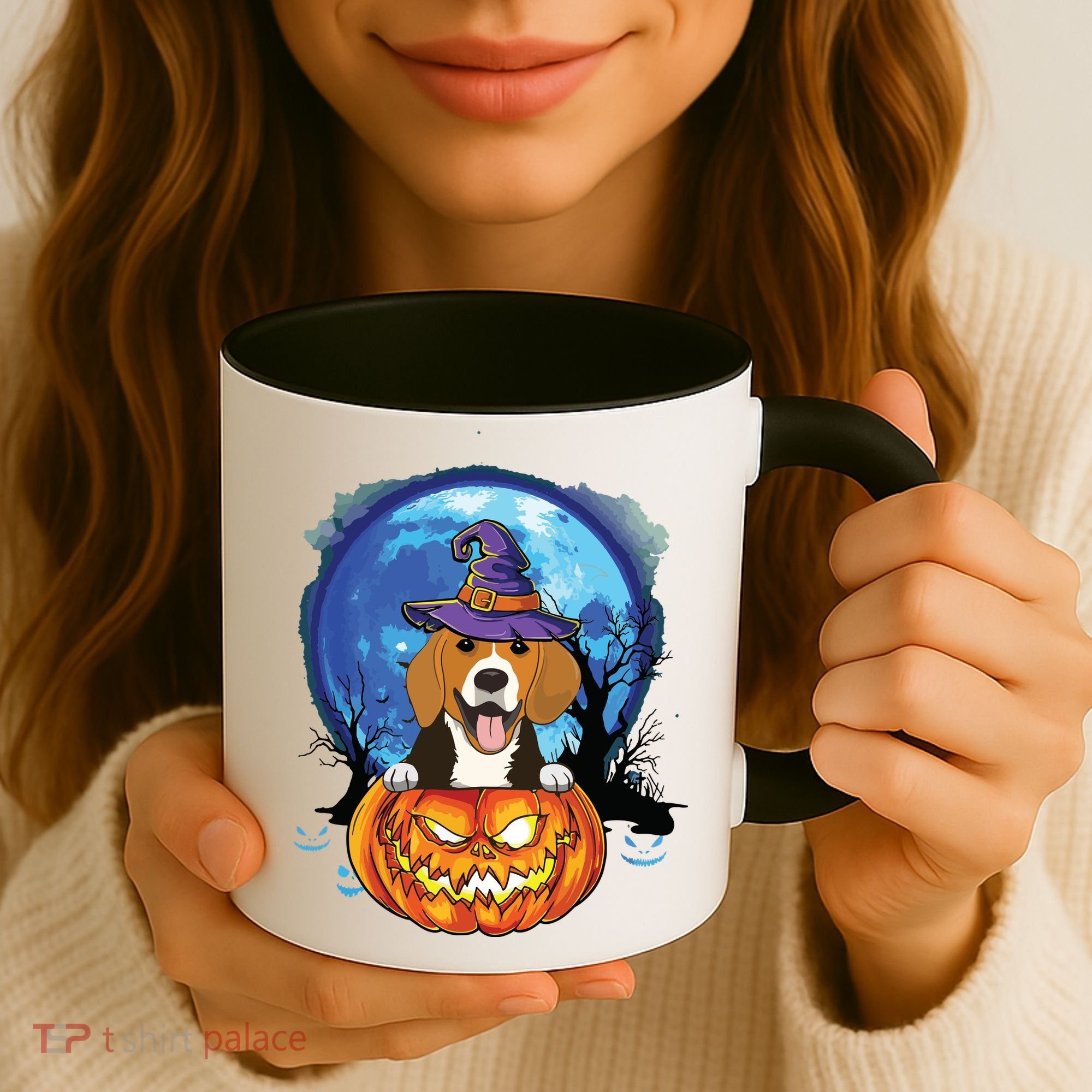 Beagle Witch Hat Pumpkin Scary Halloween Dog Lovers Coffee Mug