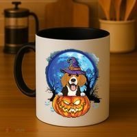 Beagle Witch Hat Pumpkin Scary Halloween Dog Lovers Coffee Mug thumb 4