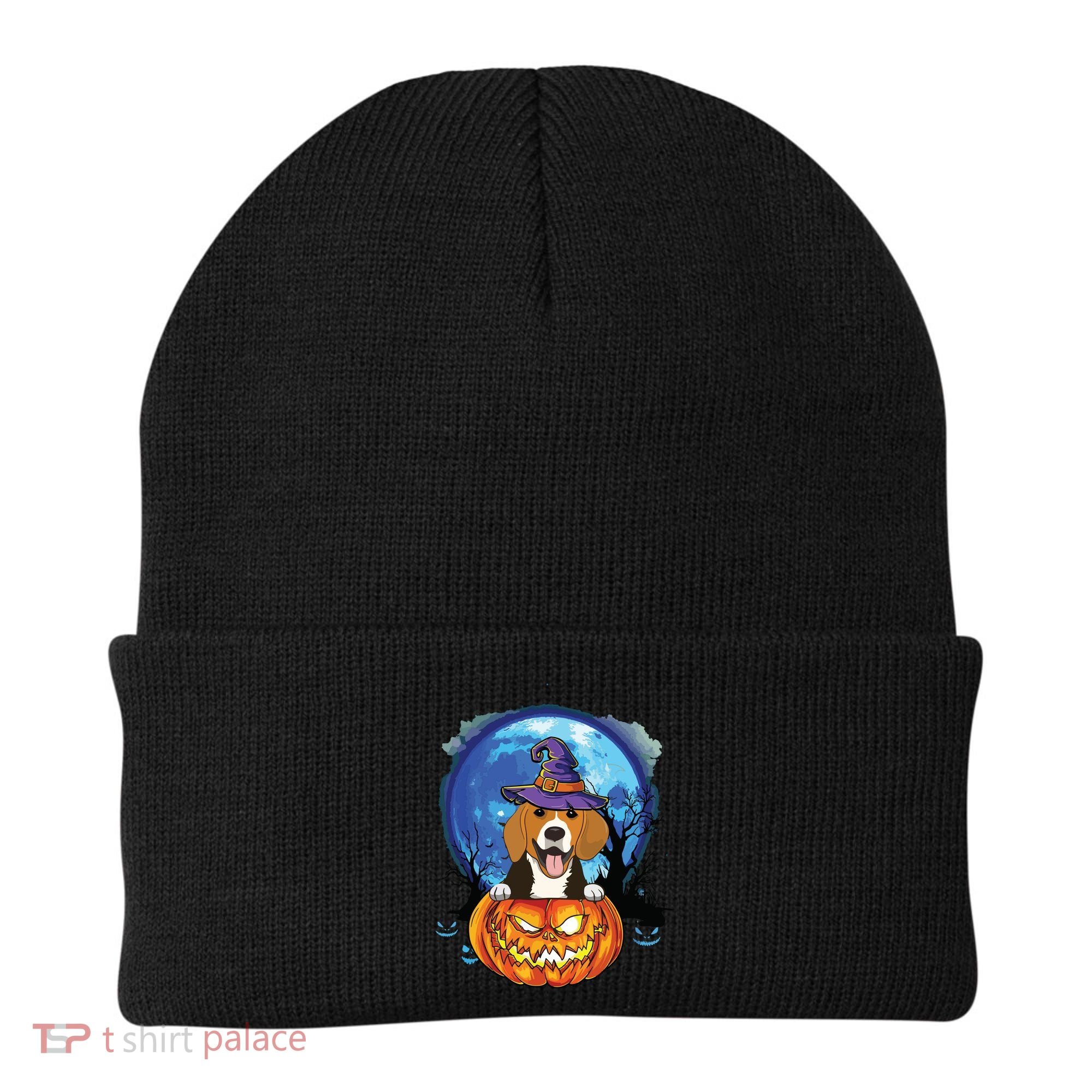 Beagle Witch Hat Pumpkin Scary Halloween Dog Lovers Beanie