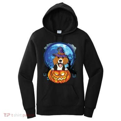 Beagle Witch Hat Pumpkin Scary Halloween Dog Lovers Women's Hoodie