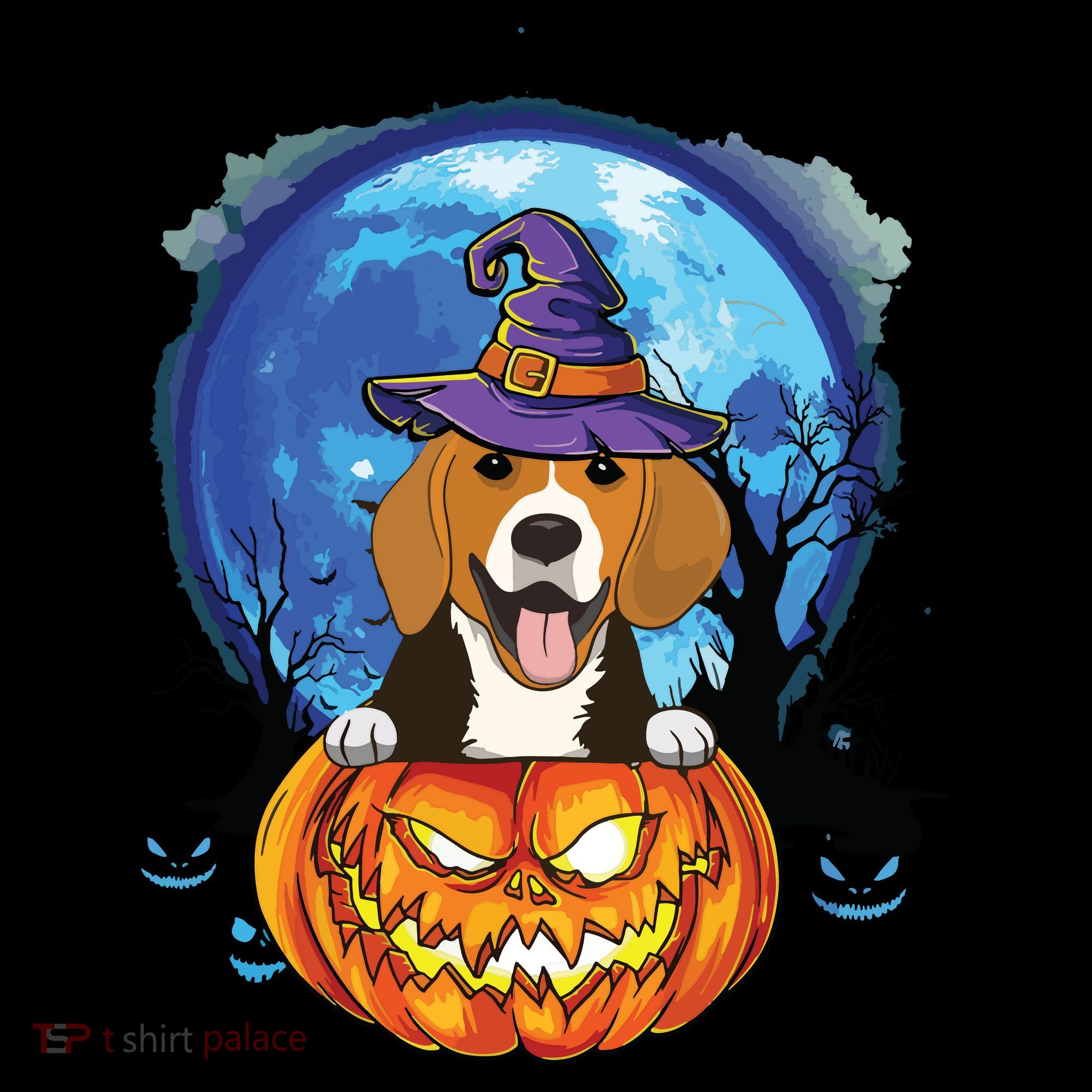 Beagle Witch Hat Pumpkin Scary Halloween Dog Lovers Women's Hoodie
