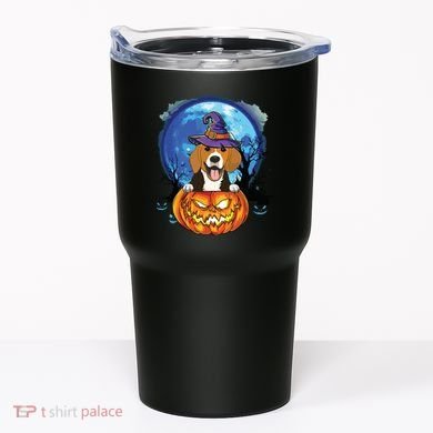 Beagle Witch Hat Pumpkin Scary Halloween Dog Lovers Tumbler
