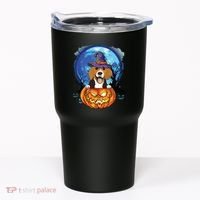 Beagle Witch Hat Pumpkin Scary Halloween Dog Lovers Tumbler thumb 0