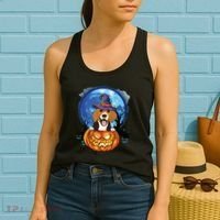 Beagle Witch Hat Pumpkin Scary Halloween Dog Lovers Women's Tank Top thumb 2