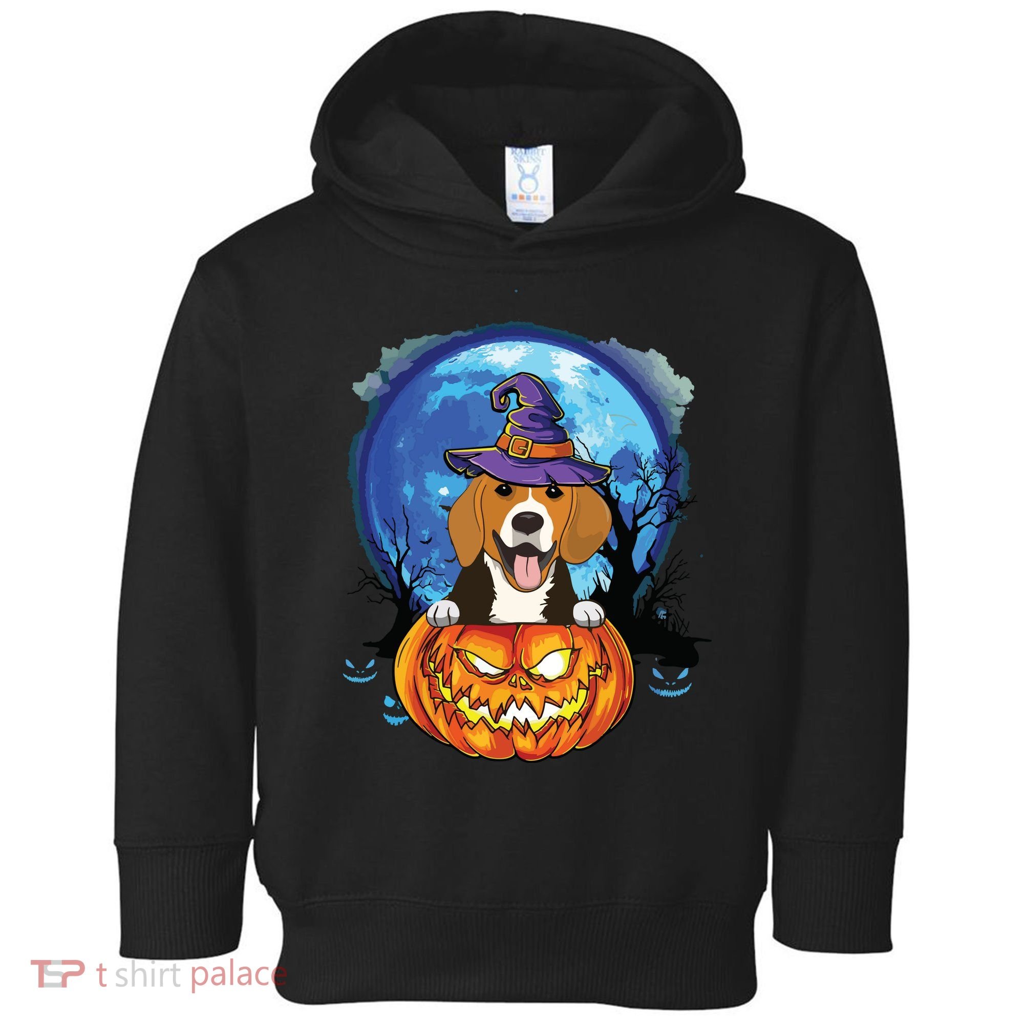 Beagle Witch Hat Pumpkin Scary Halloween Dog Lovers Toddler Hoodie