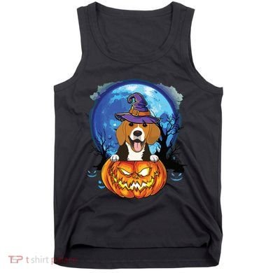 Beagle Witch Hat Pumpkin Scary Halloween Dog Lovers Tank Top