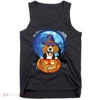 Beagle Witch Hat Pumpkin Scary Halloween Dog Lovers Tank Top thumb 0
