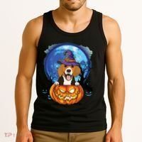 Beagle Witch Hat Pumpkin Scary Halloween Dog Lovers Tank Top thumb 3