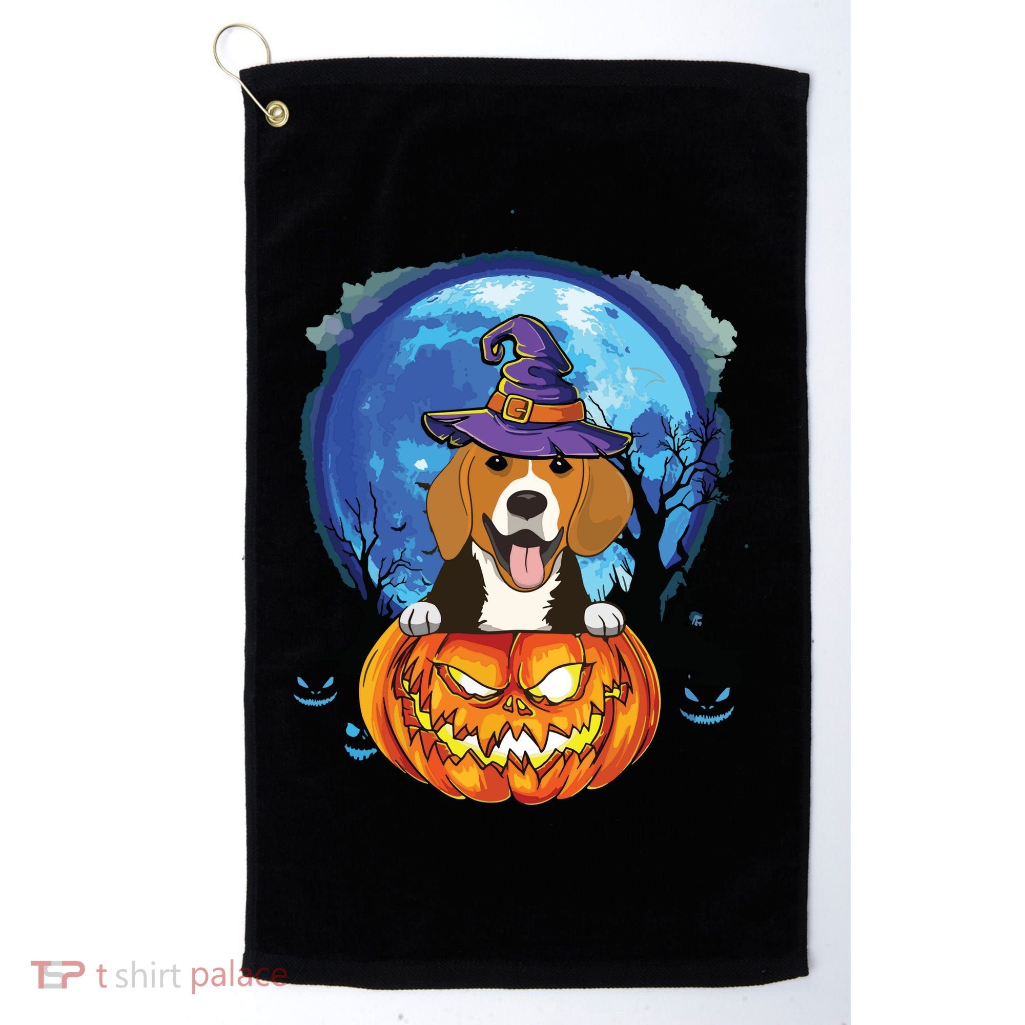 Beagle Witch Hat Pumpkin Scary Halloween Dog Lovers Golf Towel