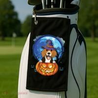 Beagle Witch Hat Pumpkin Scary Halloween Dog Lovers Golf Towel thumb 2