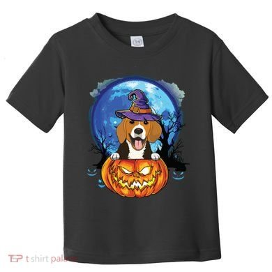 Beagle Witch Hat Pumpkin Scary Halloween Dog Lovers Toddler T-Shirt
