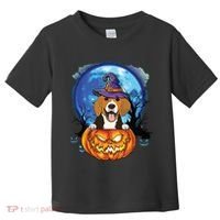 Beagle Witch Hat Pumpkin Scary Halloween Dog Lovers Toddler T-Shirt thumb 0