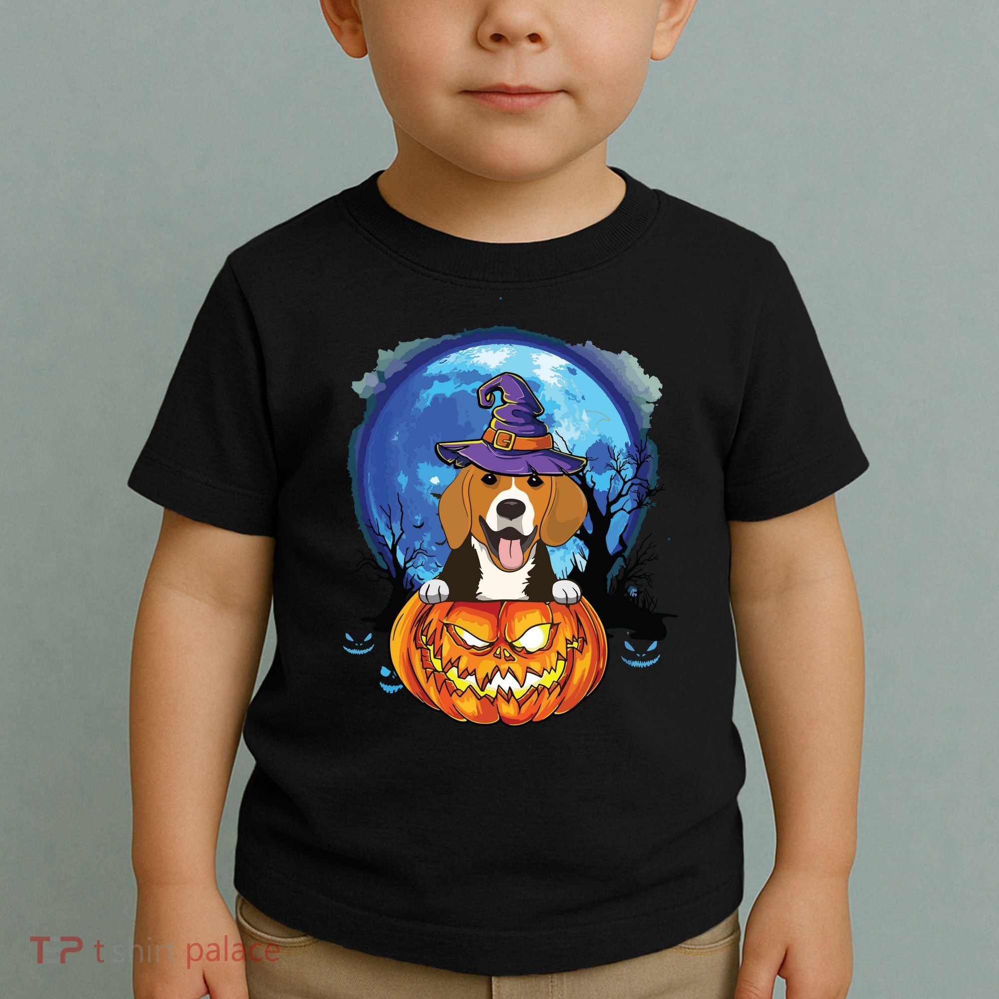 Beagle Witch Hat Pumpkin Scary Halloween Dog Lovers Toddler T-Shirt