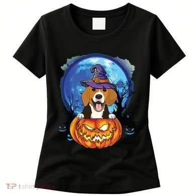 Beagle Witch Hat Pumpkin Scary Halloween Dog Lovers Women's T-Shirt