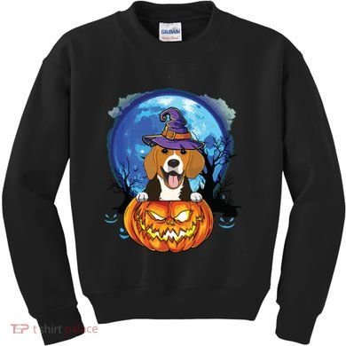 Beagle Witch Hat Pumpkin Scary Halloween Dog Lovers Kids Sweatshirt