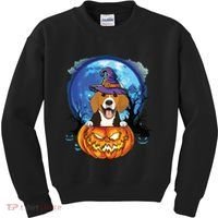 Beagle Witch Hat Pumpkin Scary Halloween Dog Lovers Kids Sweatshirt thumb 0