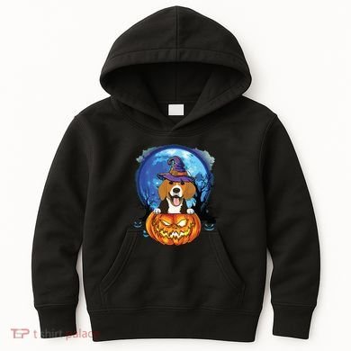 Beagle Witch Hat Pumpkin Scary Halloween Dog Lovers Kids Hoodie