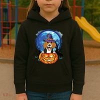 Beagle Witch Hat Pumpkin Scary Halloween Dog Lovers Kids Hoodie thumb 3