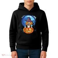 Beagle Witch Hat Pumpkin Scary Halloween Dog Lovers Kids Hoodie thumb 4