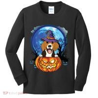 Beagle Witch Hat Pumpkin Scary Halloween Dog Lovers Kids Long Sleeve Shirt thumb 0