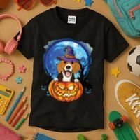 Beagle Witch Hat Pumpkin Scary Halloween Dog Lovers Kids T-Shirt thumb 3