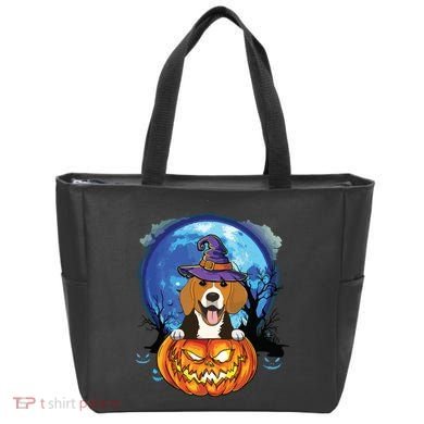 Beagle Witch Hat Pumpkin Scary Halloween Dog Lovers Tote Bag